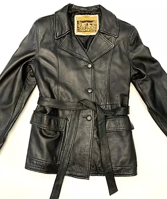 Buy Antica Pelleria Leather Jacket Womens XL VTG Trench Coat Italian Soft • 66.05£