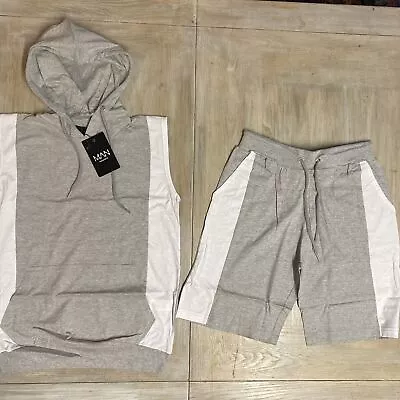 Buy Mens Shorts Vest Hoodie Set XL Grey RRP £45 Boohoo Man Summer Set Tracksuit • 19.99£