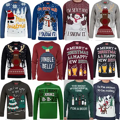 Buy Mens Christmas Novelty Thin Knit Xmas Funny Top Crew Neck Jumper CLEARANCE SALE! • 11.99£