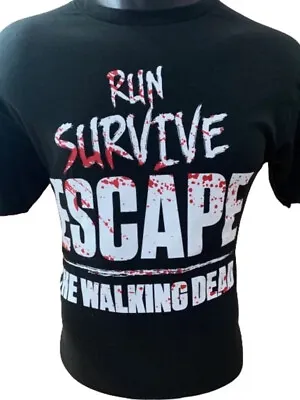 Buy The Walking Dead Run Survive Escape Black Cotton T-Shirt • 8.99£