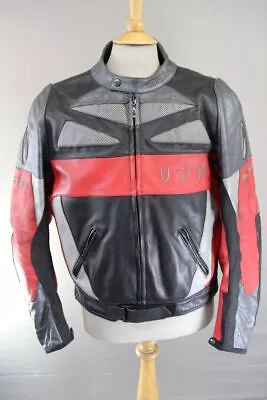 Buy Richa Black, Silver & Red Leather Biker Jacket + Ce Armour & Thermal Lining 46in • 59£