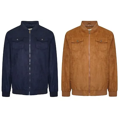 Buy Mens Faux Suede Grandad Collar Summer Light Full Zip Jacket Coat Size S To 5XL • 29.99£