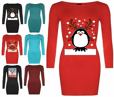 Buy Womens Ladies Xmas Elf Costume Christmas Knit Jumper Mini Dress Plus Size 8-20 • 7.29£