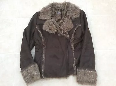 Buy Wallis Brown Faux Sheepskin Biker Jacket - Size 14 • 29.99£
