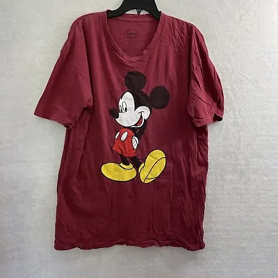 Buy Disney Sleep T Shirt Womans Large Mickey Mouse Burgundy Short Sleeve V Neck • 8.50£
