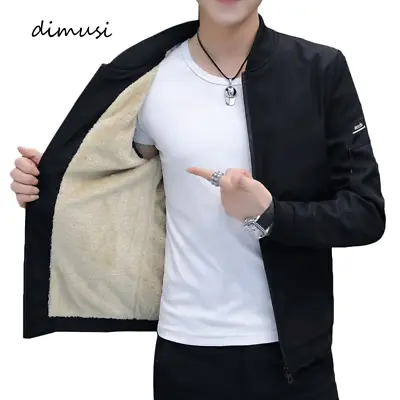 Buy DIMUSI Men's Bomber Zipper Jacket Winter Male Fleece Warm • 137.73£