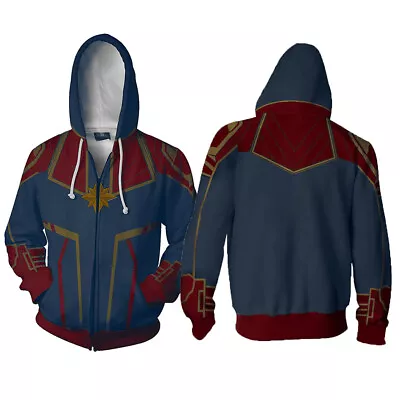 Buy Avengers: Endgame Captain Marvel Cosplay Hoodie Zipper Sweatshirt 3D Sportwear# • 33.56£
