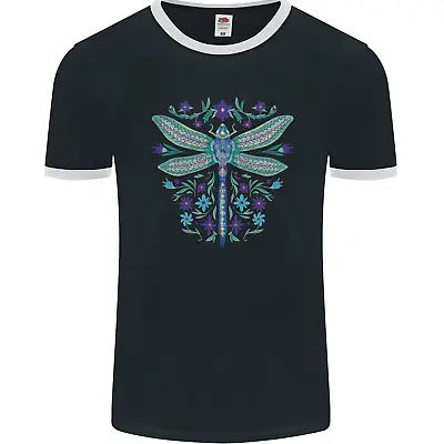 Buy A Floral Dragonfly Mens Ringer T-Shirt FotL • 9.99£