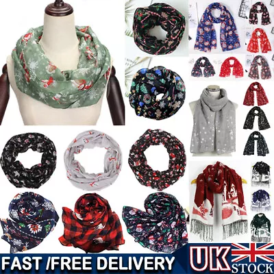 Buy Women Christmas Circle Loop Cowl Infinity Scarf Snood Neck Wrap Shawl Fashion UK • 3.12£