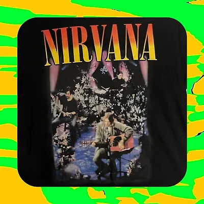 Buy NIRVANA UNPLUGGED T-Shirt  SIZE 12 - BLACK LACE SLEEVES- Grunge Concert Gig Tee • 39.99£