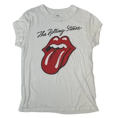 Buy Rolling Stones Forty Licks Baby Tee Size Small Medium White Red Burn Out T Shirt • 18.90£