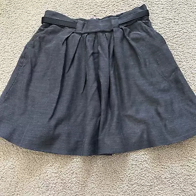 Buy The Kooples Women Pleated Skirt 40 Gray Zip Pockets Cupro Cotton Blend • 25.80£