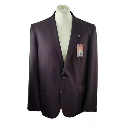 Buy Harry Brown Mens Blazer Jacket Burgundy Size 48R 2 Button Slim Fit Double Vent • 22.99£