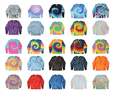 Buy Tie Dye T-Shirts Kids Youth XS S M L 100% Cotton Multi-Color Long Sleeve • 12.92£