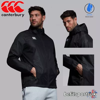 Buy Canterbury Mens Black Jacket Hoodie Club Vaposhield Rain Hood Coat Full Zip • 34.95£