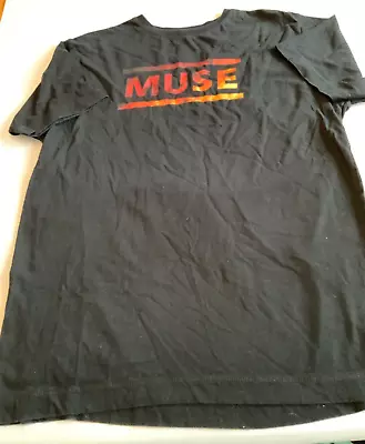 Buy Adults Black MUSE T.Shirt By Continental Size Large Red Fire Writing Cotton Fab • 9.99£