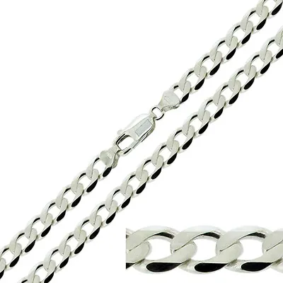 Buy Sterling Silver Mens Flat Curb Link 6.8mm Chain Necklace 20 22 24  Inch • 80.50£