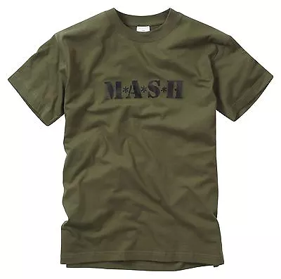 Buy Army T Shirt MASH Printed Combat Military Tactical Olive Green Short Sleeve Top • 8.99£