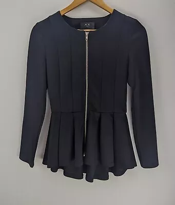 Buy AX Paris Peplum Jacket Women Frill Long Sleeve Full Zip Black UK 10 • 16.66£