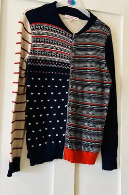 Buy Next Christmas Fairisle Glittery Striped Scandi Knit Zip Up Cardigan UK12 • 9.99£