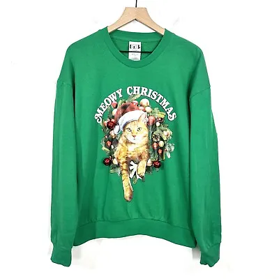 Buy IML Meowy Christmas Graphic Novelty Pullover Sweatshirt Size L Cat Ugly Sweater • 14.20£