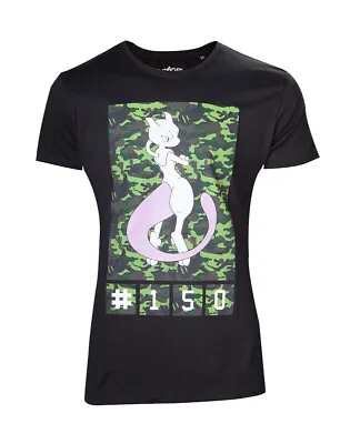Buy Official Nintendo - Pokemon Mewtwo #150 Camouflage Print Black T-shirt  • 14.99£