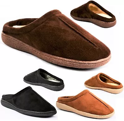 Buy Mens Slip On Mule Fleece Linning Comfort Warm Winter Indoor Slippers Shoes Size • 7.99£