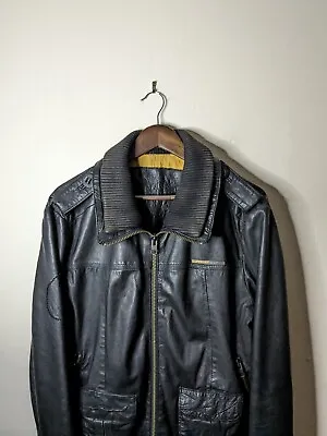 Buy Mens Superdry Black Leather Jacket Size Large • 49.95£