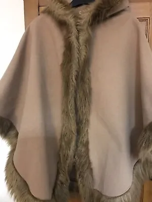 Buy Ladies Brown Fur Cape With Hood Size 14-16  • 8£