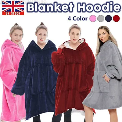Buy Oversized Hoodie Blanket Soft Long Plush Sherpa Fleece Giant Hooded Sweatshirt • 6.66£