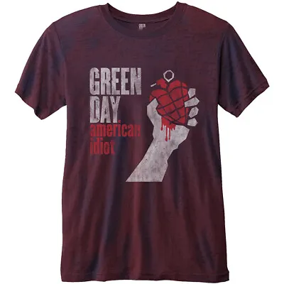 Buy Green Day - American Idiot Burnout Navy/Red T-Shirt - Official Merch • 18.87£