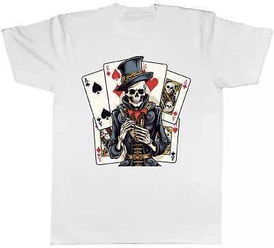 Buy Skeleton Magician Mens T-Shirt Playing Cards Magic Tricks Tee Gift • 8.99£