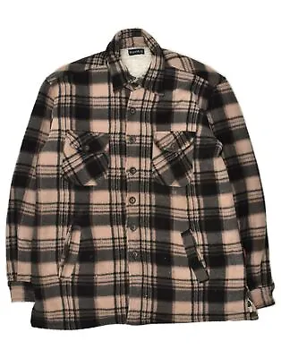 Buy VINTAGE Mens Sherpa Jacket UK 42 XL Beige Check Cotton AT86 • 23.90£