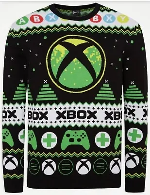 Buy Bnwt Men's Xbox Gaming Fairisle Christmas Xmas Jumper Pullover Black & Green  • 20.99£