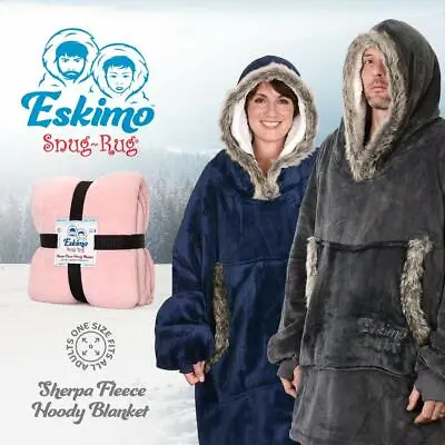 Buy Snug Rug Mens Womens Thick Indoor Oversized Fleece Hoodie Sweatshirt Blanket UK • 36.99£