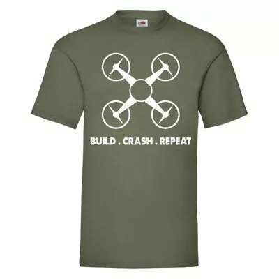 Buy Build Crash Repeat Drone T Shirt Small-2XL • 9.89£