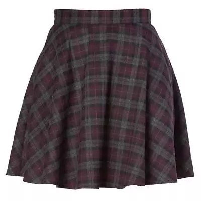 Buy Banned Apparel Rock Check Flared Purple Checked Retro Gothic Skirt • 12.99£