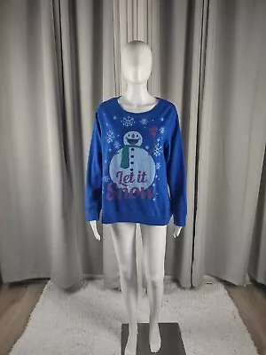 Buy Holiday Time  Let It Snow  Snowman Snowflakes Ugly Christmas Sweater Size M • 18.94£
