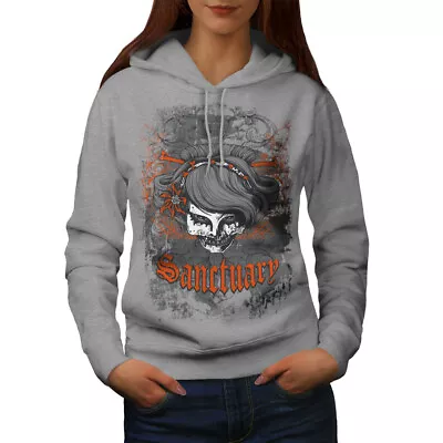 Buy Wellcoda Orange Death Skull Womens Hoodie, Grave Casual Hooded Sweatshirt • 28.99£