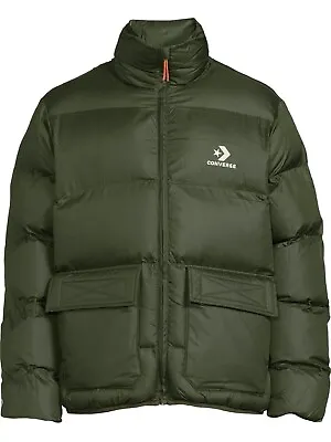 Buy CONVERSE Mens Insulated Puffer Jacket Coat Olive Green Sz M • 60£