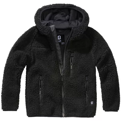 Buy Brandit Kids Teddyfleece Hooded Jacket High Pile Warm Teddy Fleece Hiking Black • 56.95£