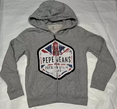 Buy Pepe Jeans Boys Grey Hoodie Pepe Design Top Grey Zip Jumper Sweater Size:10:140 • 7.99£
