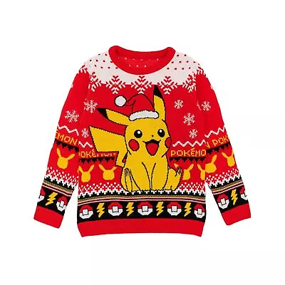 Buy Pokemon Childrens/Kids Pikachu Knitted Christmas Jumper NS7253 • 36.51£