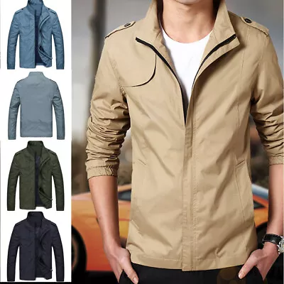 Buy Male Business Jacket Coat Stand Collar Zipper Outerwear Casual Solid Fashion • 45.83£