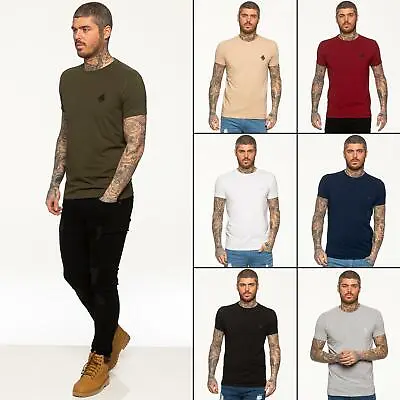 Buy Enzo Mens T Shirt Slim Fit Casual Plain Cotton Crew Neck Tee Short Sleeve Top • 16.99£