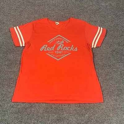 Buy Live And Tell T Shirt Womens Large Red Short Sleeve Red Rocks Colorado Stretch • 14.41£