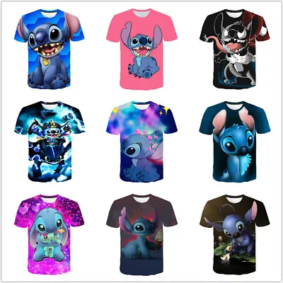 Buy Lilo And Stitch 3D Printing T Shirts Breathable Short Sleeve Top Tshirt For Kids • 12.20£