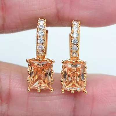 Buy 18K Yellow Gold Filled Fashion Champagne Mystic Topaz Huggie Earrings Jewelry • 4.99£