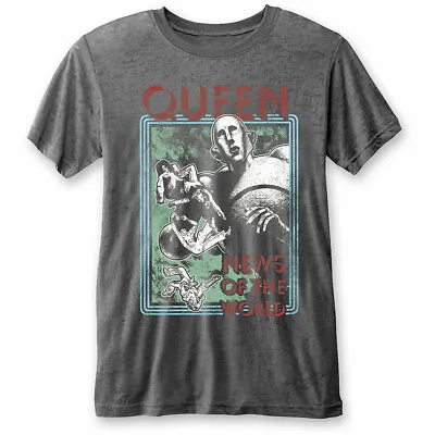 Buy QUEEN - Unisex T- Shirt - News Of The World - Charcoal Grey Cotton  • 16.99£