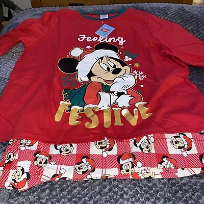 Buy Disney Ladies Brand New Size 20-22 Mickey And Minnie Festive Pyjamas • 7.50£